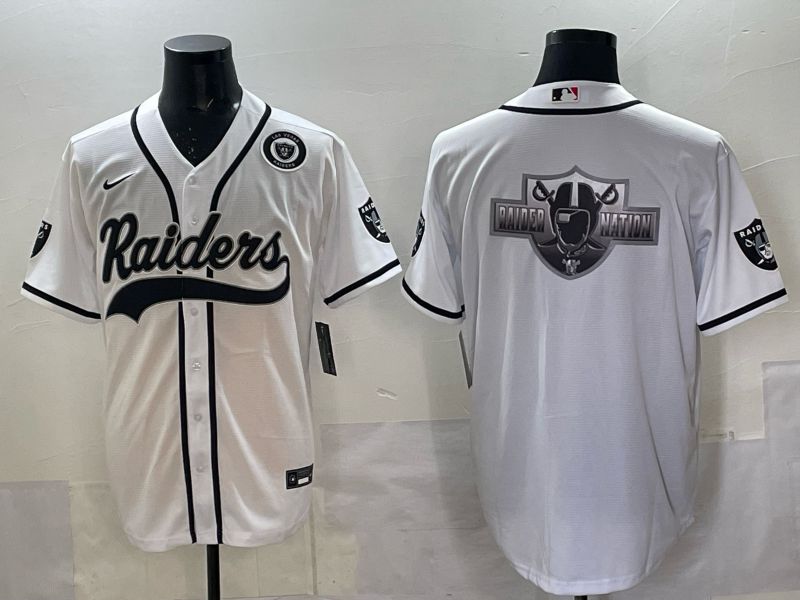 Men 2025 Nike Oakland Raiders Blank White Joint Name  Limited NFL Jersey style 054